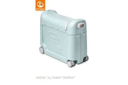 Εικόνα της Stokke Jetkids Bedbox βαλίτσα-κρεβατάκι ταξιδίου Green Aurora & Δώρο Crew Backpack