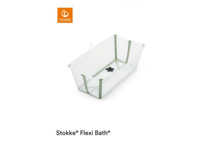 Εικόνα της Stokke Flexi Bath Με Θερμοευαίσθητη Βαλβίδα Transparent Green & Δώρο Newborn βάση